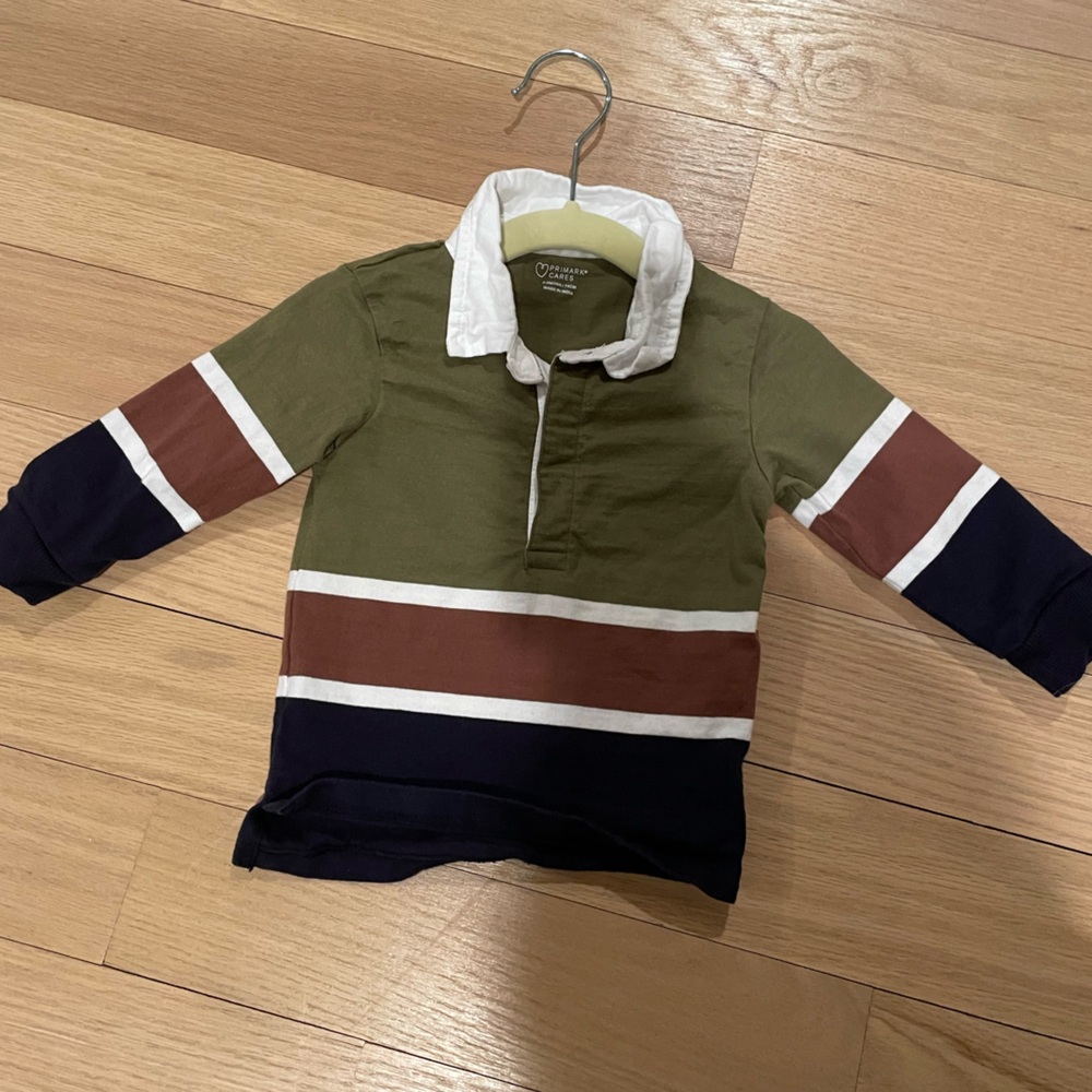 PRIMARK baby Olive and Brown Striped shirt